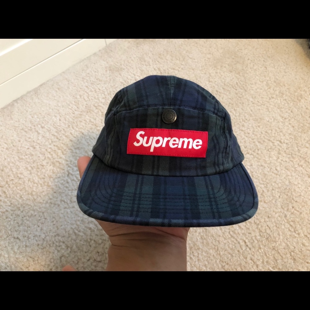 Supreme Front Button Plaid Hat